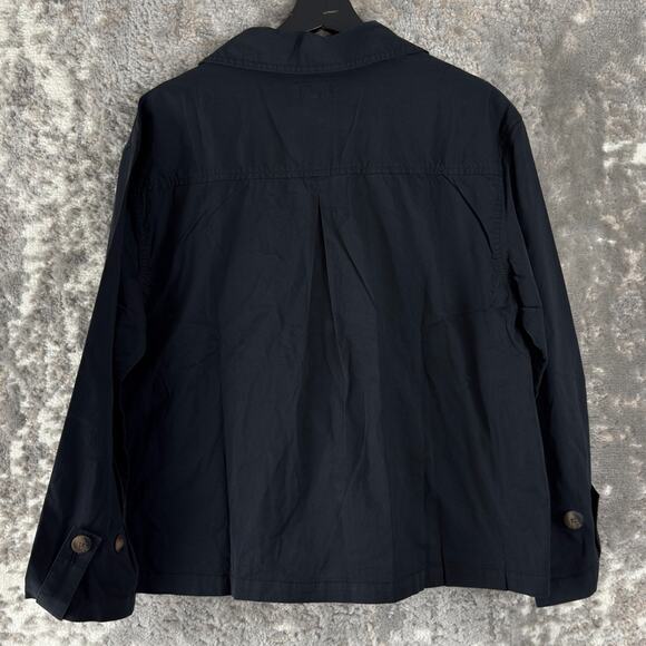 Pact Sz M Organic Cotton Stretch Blazer Jacket Notched Black Career Long Sleeve - Picture 4 of 9